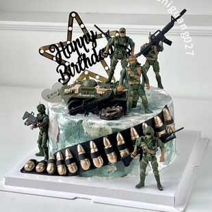 军事主题蛋糕装饰合金装甲车直升飞机特种兵儿童男孩生日烘焙摆件