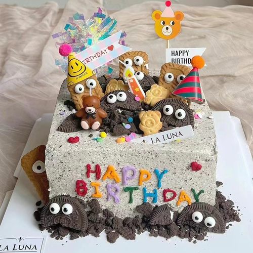 小眼睛糖珠奥利奥蛋糕装饰摆件