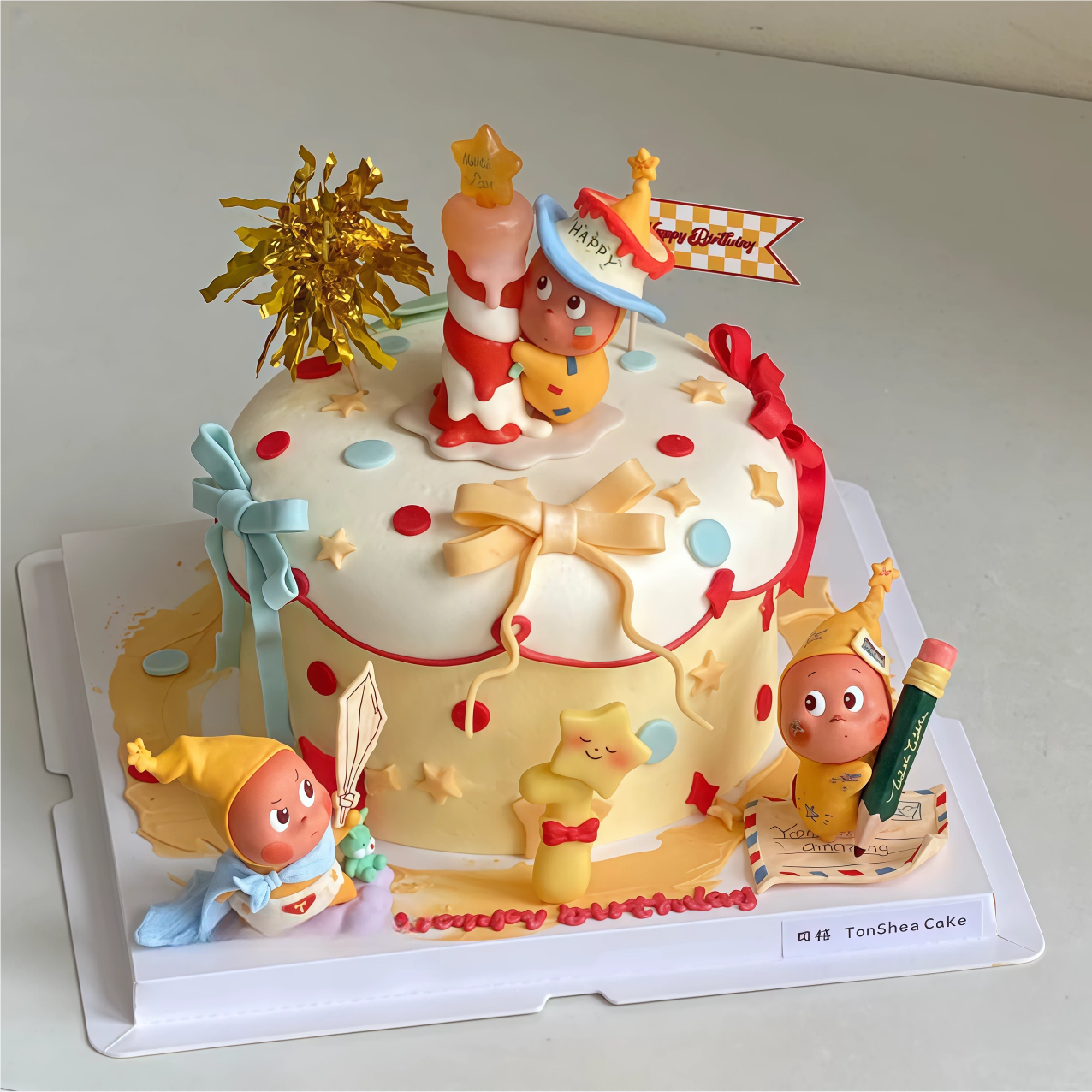 网红卡通蜡烛星星人蛋糕装饰摆件苹果许愿吹蜡烛星星人烘焙装扮