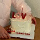 2.14情人节爱心小熊蛋糕装 饰摆件love亚克力插牌2026情侣装 扮插件