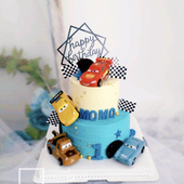 塑料回力小汽车生日蛋糕装 饰摆件闪电麦昆汽车总动员烘焙插件配件