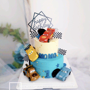 塑料回力小汽车生日蛋糕装饰摆件闪电麦昆汽车总动员烘焙插件配件