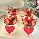 2.14网红情人节红色love亚克力蛋糕装 饰插件爱心卡片情侣烘焙装 扮