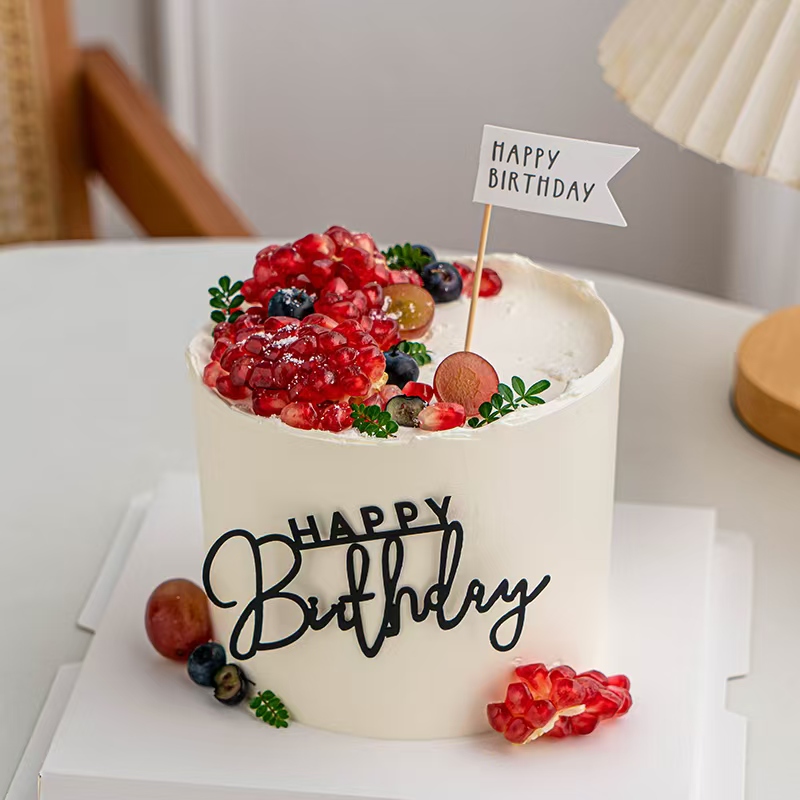 网红秋季简约石榴蛋糕装饰生日