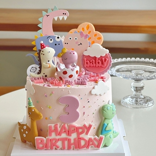 网红儿童蛋糕装饰小恐龙插牌蛋壳恐龙摆件男孩女孩生日装扮插件