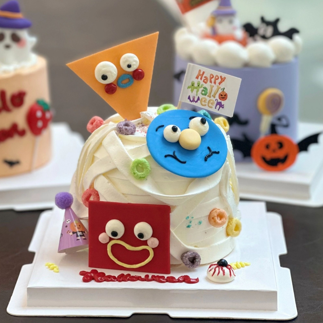 搞怪万圣节蛋糕装饰摆件卡通可爱鬼脸表情包装扮节日快乐插件插牌