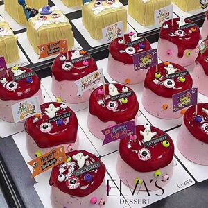 2024万圣节蛋糕装饰糖珠搞怪眼睛糖水滴造型巧克力装扮插旗插件