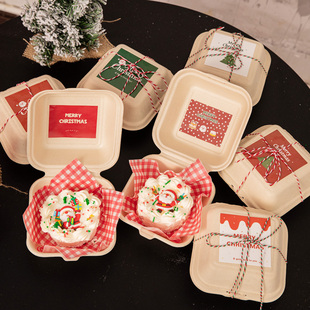 2026圣诞节便当盒蛋糕装饰圣诞老人包装盒圣诞快乐贴纸卡片插件