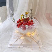 网红三八女神节蛋糕装 饰女王节日快乐褶皱白纱花束蛋糕围边插件