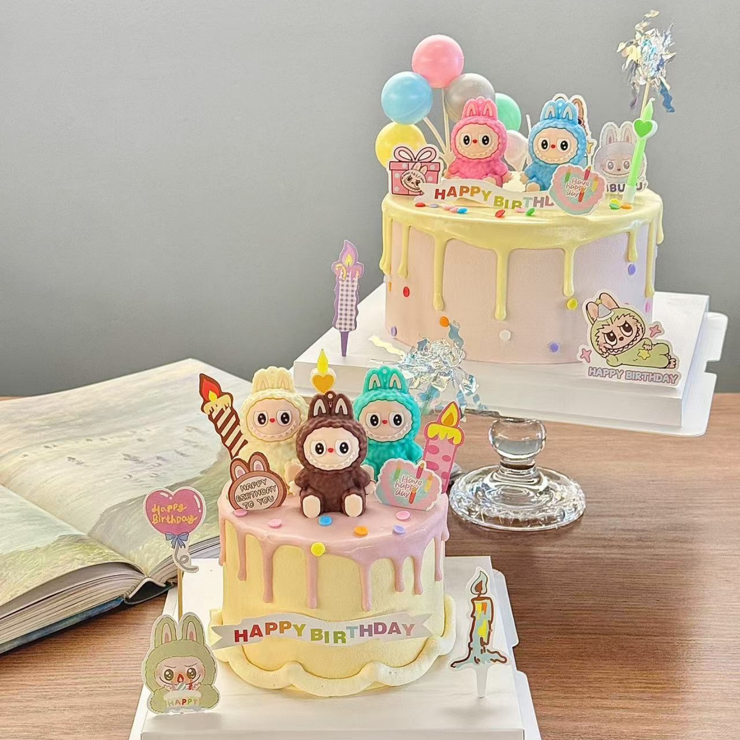 网红布布蛋糕装饰插件可爱坐姿小兔子bubu生日派对甜品台装扮摆件