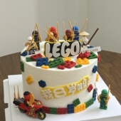 卡通摩托车幻影忍者积木人偶蛋糕装 扮 饰摆件儿童生日甜品烘焙装