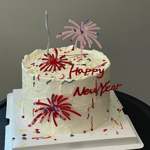 2026新年快乐礼花亚克力蛋糕装饰插件元旦跨年除夕夜甜品烘焙装扮