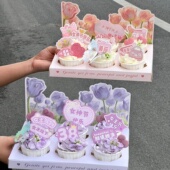 3.8女神节郁金香纸杯蛋糕装 扮插牌 饰三八女王节快乐祝福语甜品装
