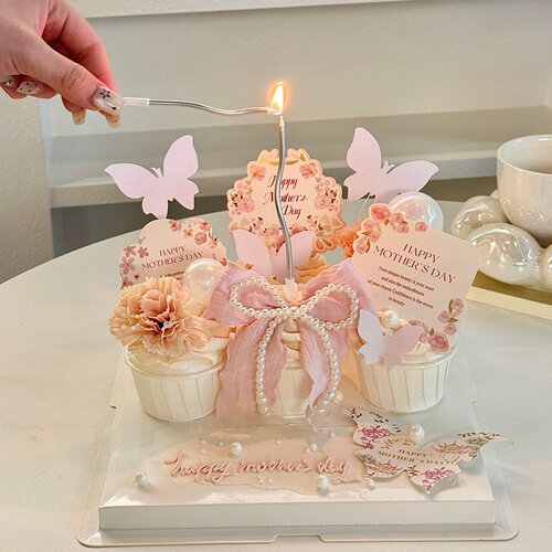 网红母亲节纸杯蛋糕装饰插件珍珠蝴蝶妈妈节日祝福语烘焙装扮插牌