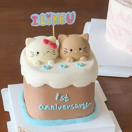 2.14情人节蛋糕装饰KT猫摆件hellokitty情侣可爱小猫纪念日装扮