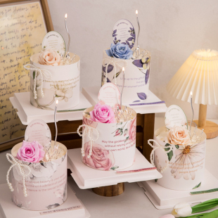 2026母亲节蛋糕装 饰复古印花围边仿真玫瑰花妈妈节日快乐烘焙插件