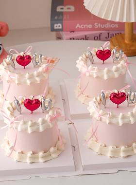 2026情人节iloveyou爱心蜡烛蛋糕装饰摆件情侣表白甜品装扮插件