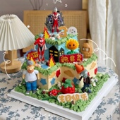 儿童卡通超人蛋糕装 扮 饰植物大战僵尸摆件男孩女孩生日甜品烘焙装