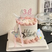 网红38女神节快乐亚克力蛋糕装 饰插牌三八妇女节myqueen烘焙插件