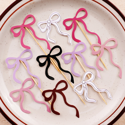 韩系ins风网红唯美蝴蝶结蛋糕装饰插牌女生女神生日插牌烘焙装扮