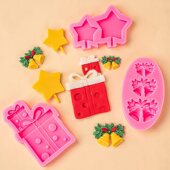 2026圣诞节蛋糕装 饰礼物盒铃铛五角星翻糖巧克力模具烘焙装 扮配件