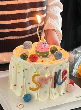 卡通海绵宝宝派大星蛋糕装饰软胶笑脸smile插件儿童生日装扮插牌