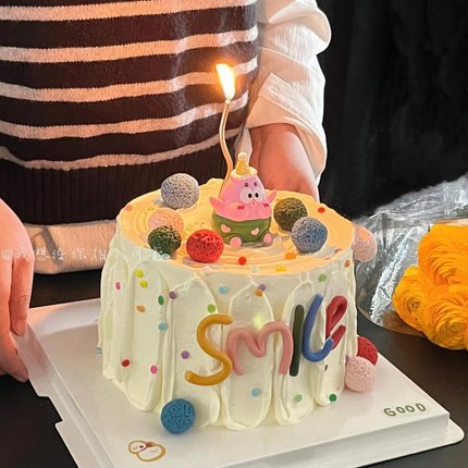 卡通海绵宝宝派大星蛋糕装饰软胶笑脸smile插件儿童生日装扮插牌