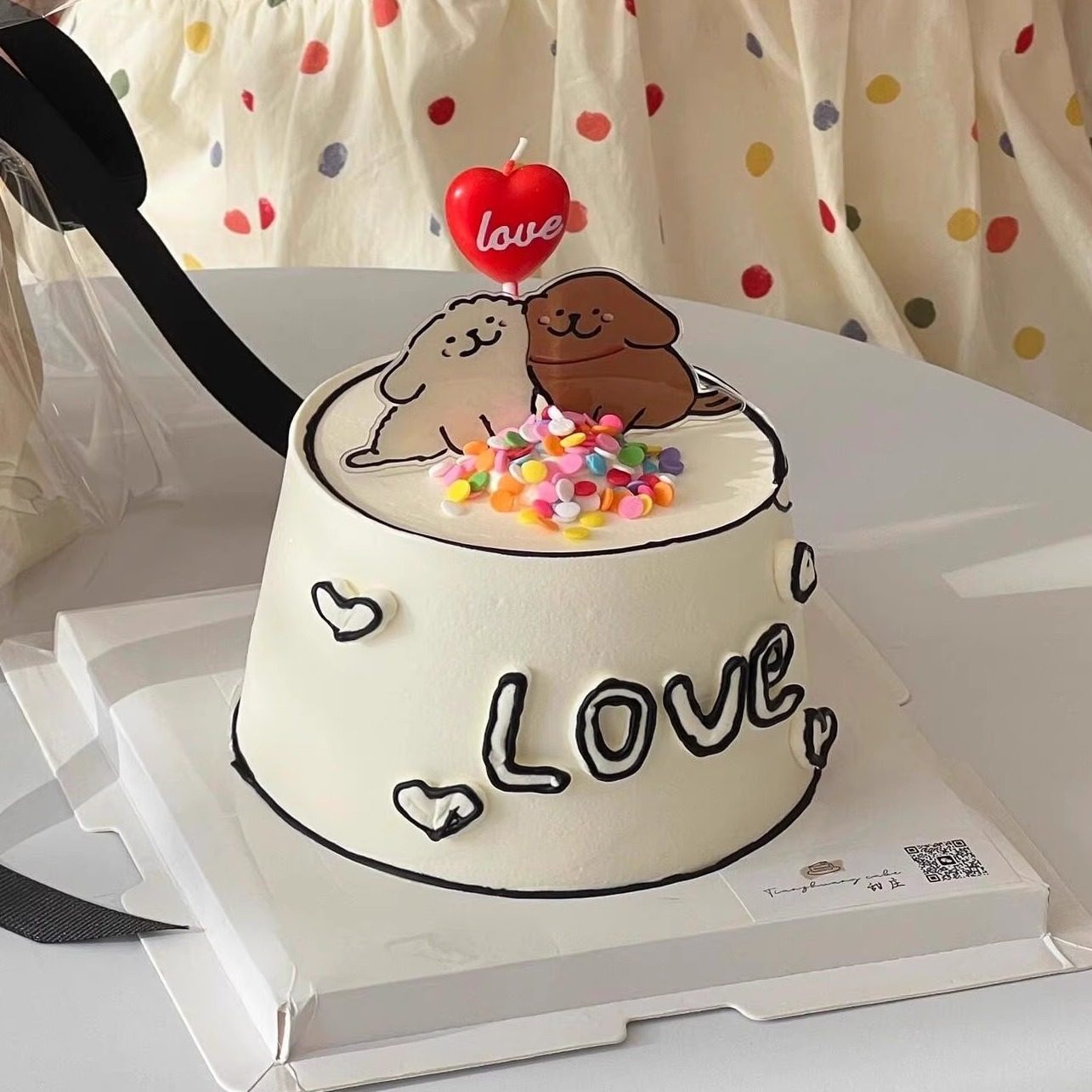 2024七夕情人节蛋糕装饰软胶线条小狗摆件情侣表白生日插件配件