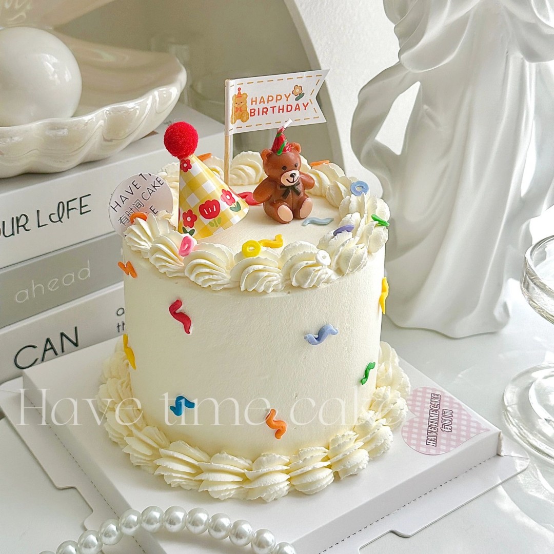 小熊蜡烛卡通复古毛球小帽子