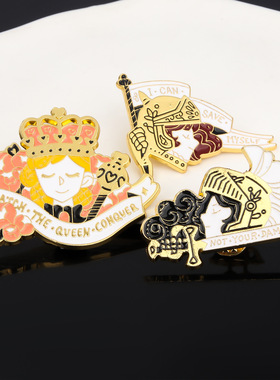 女骑士珐琅胸针 女权主义独立女性金属徽章 闺蜜背包饰品装饰胸针