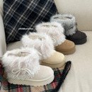 春日商店厚底费尔岛毛毛雪地靴女款2025新款冬季加绒加厚保暖棉鞋