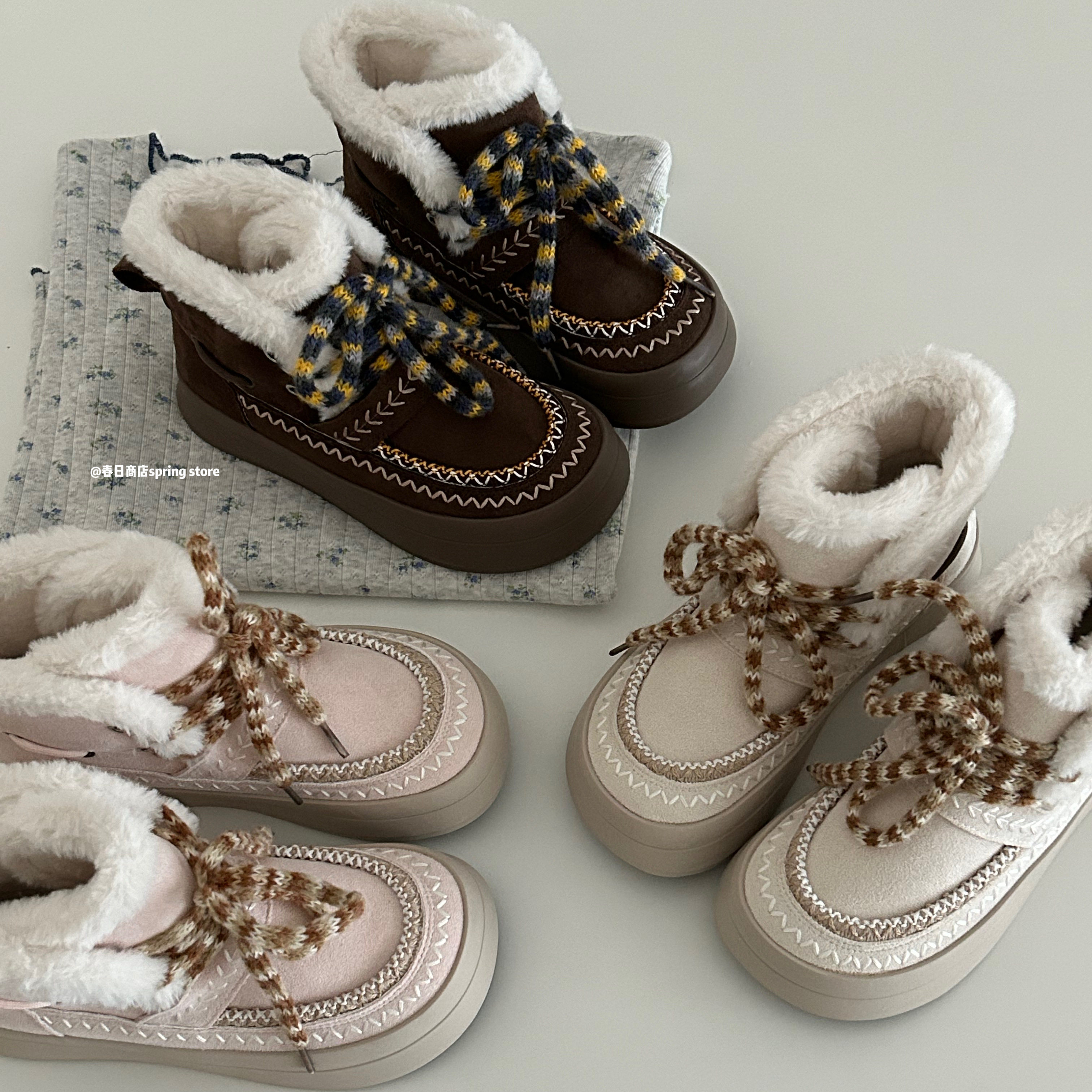 春日商店厚底雪地靴女款2025新款冬季加绒加厚棉鞋保暖棉靴外穿,女鞋,时尚雪地靴,淘宝优惠券,粉丝福利购,淘宝优惠卷