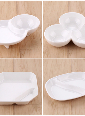 A5密胺塑料碟子双格盘带醋碟KTV小吃碟火锅点心碟分格碟菜盘餐具
