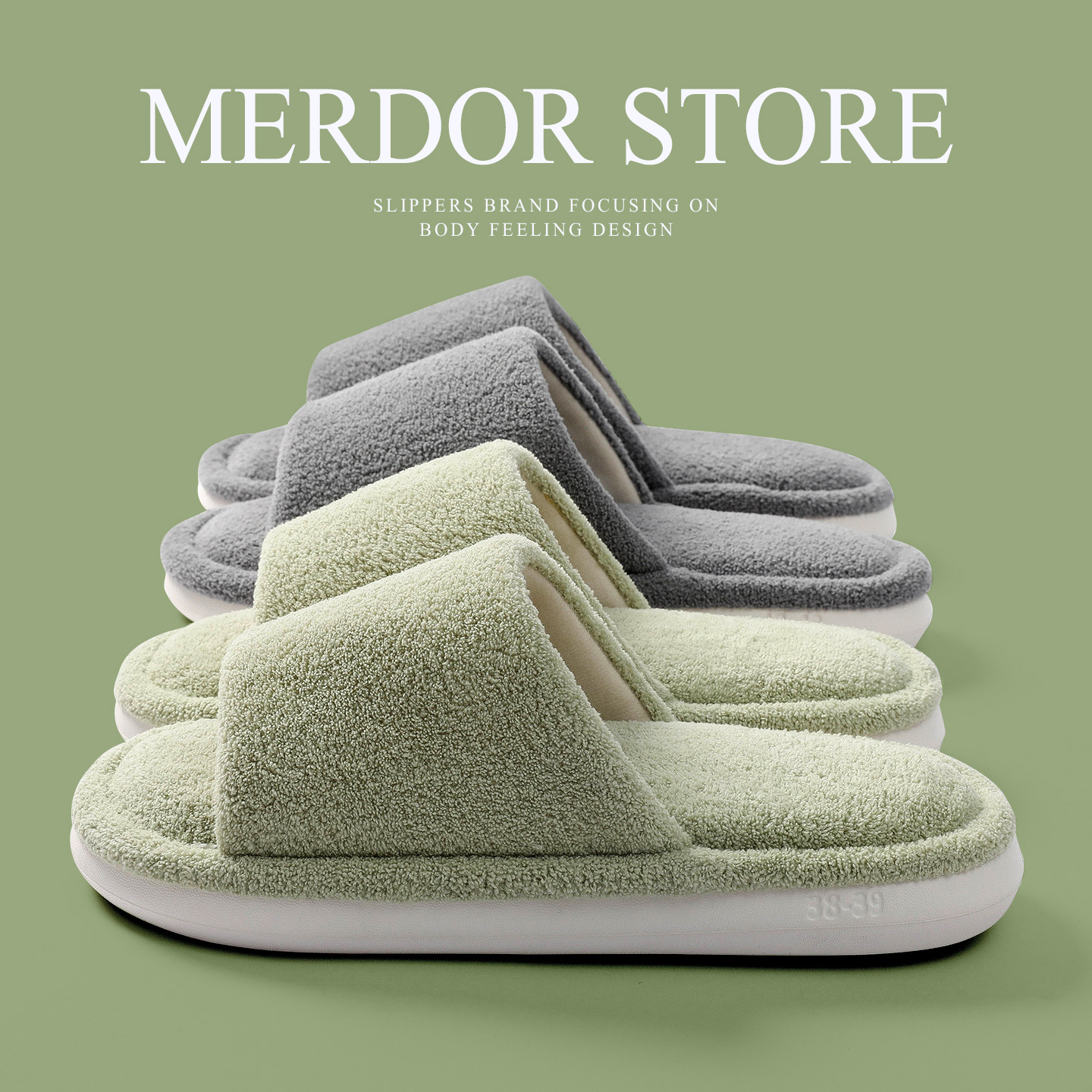 木地板厚底棉拖鞋女秋冬季室内家居家透气防滑软底开口拖男士春秋