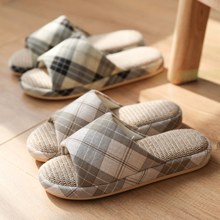 情侣防滑棉麻拖鞋 亚麻拖鞋 夏季 家用2025新款 女 男春秋室内家居四季