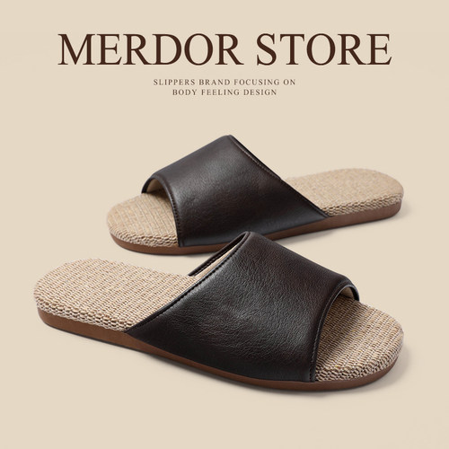 亚麻拖鞋男夏季家用高级感居家防滑四季家居办公室棉麻拖鞋女春秋