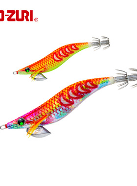 日本YO-ZURI友祝A1759仿真木虾鱿鱼钩夜光火箭双伞吹筒钩路亚假饵