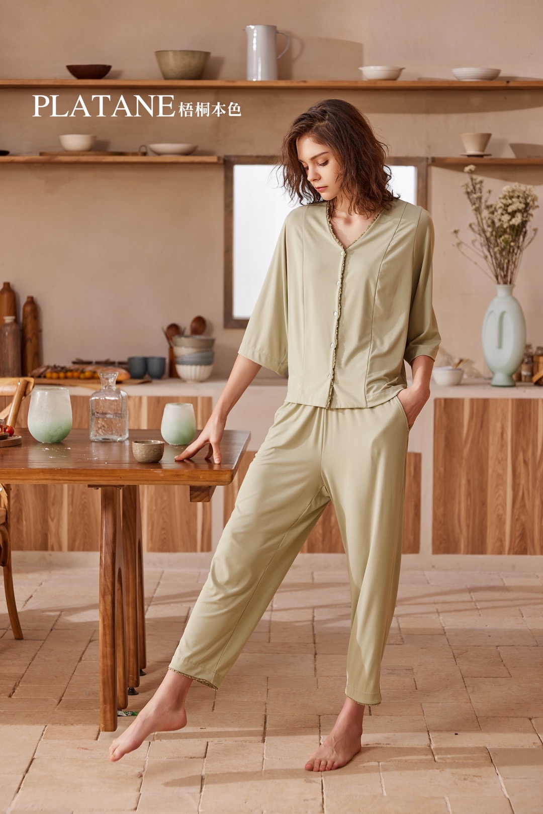 梧桐本色观牧家居服睡衣莫代尔