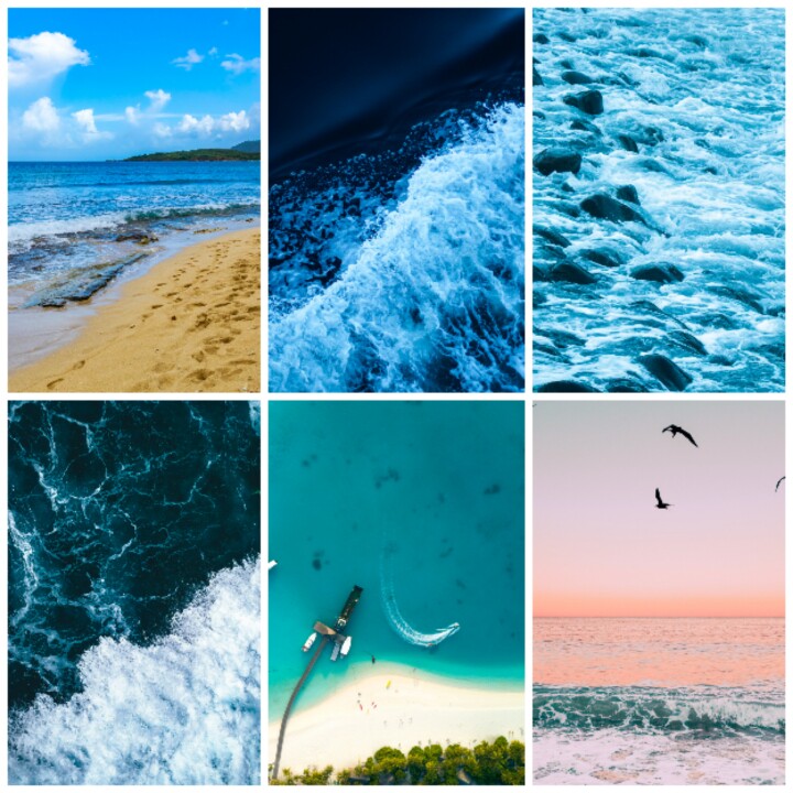 高清唯美蓝色大海沙滩沙子海边海水天空海面浪花自然风景素材dh78