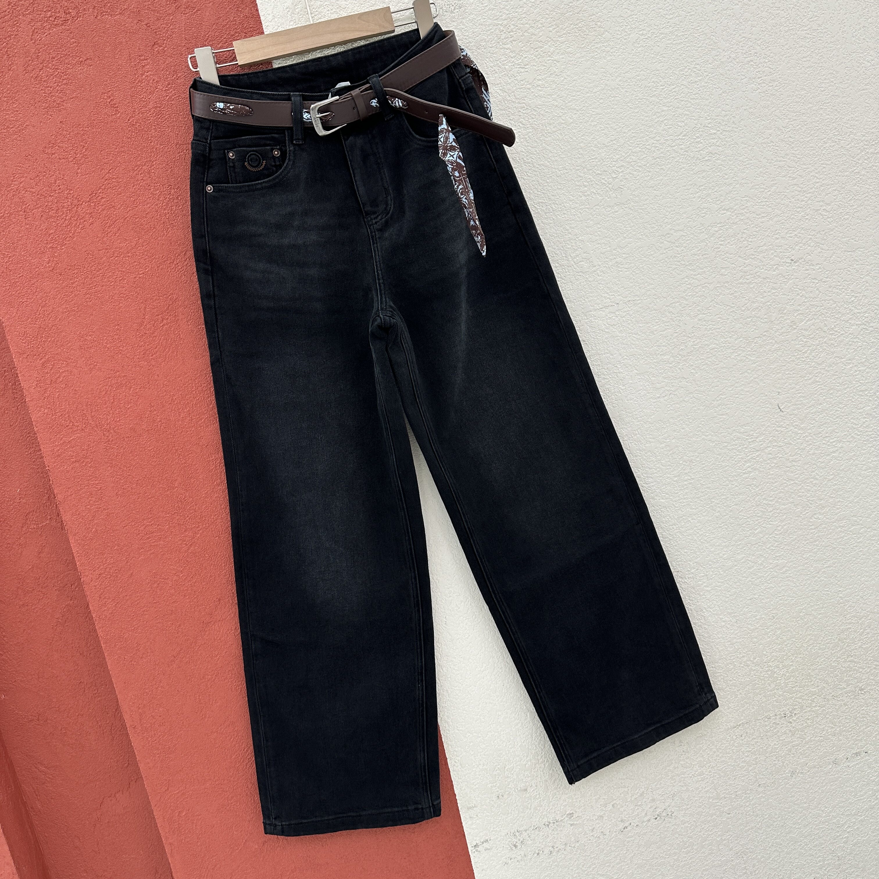 2026秋款N FASHION JEANS韩酷莱5574牛仔裤女高腰直筒裤拖地长裤