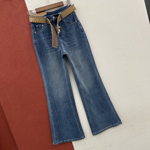 2026春款HYFS JEANS红提子66039牛仔裤女高腰弹力修身喇叭微喇裤