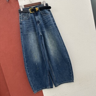 香蕉长裤 女高腰宽松油漆点弯刀裤 JEANS韩酷莱66262牛仔裤 2026春款