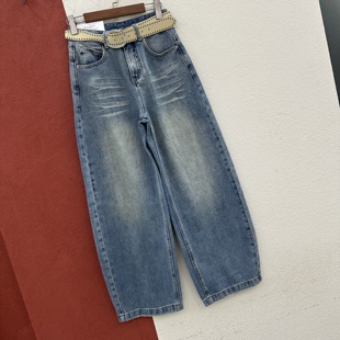 2026春款HYFS JEANS红提子66073牛仔裤女高腰猫须弯刀裤镰刀长裤