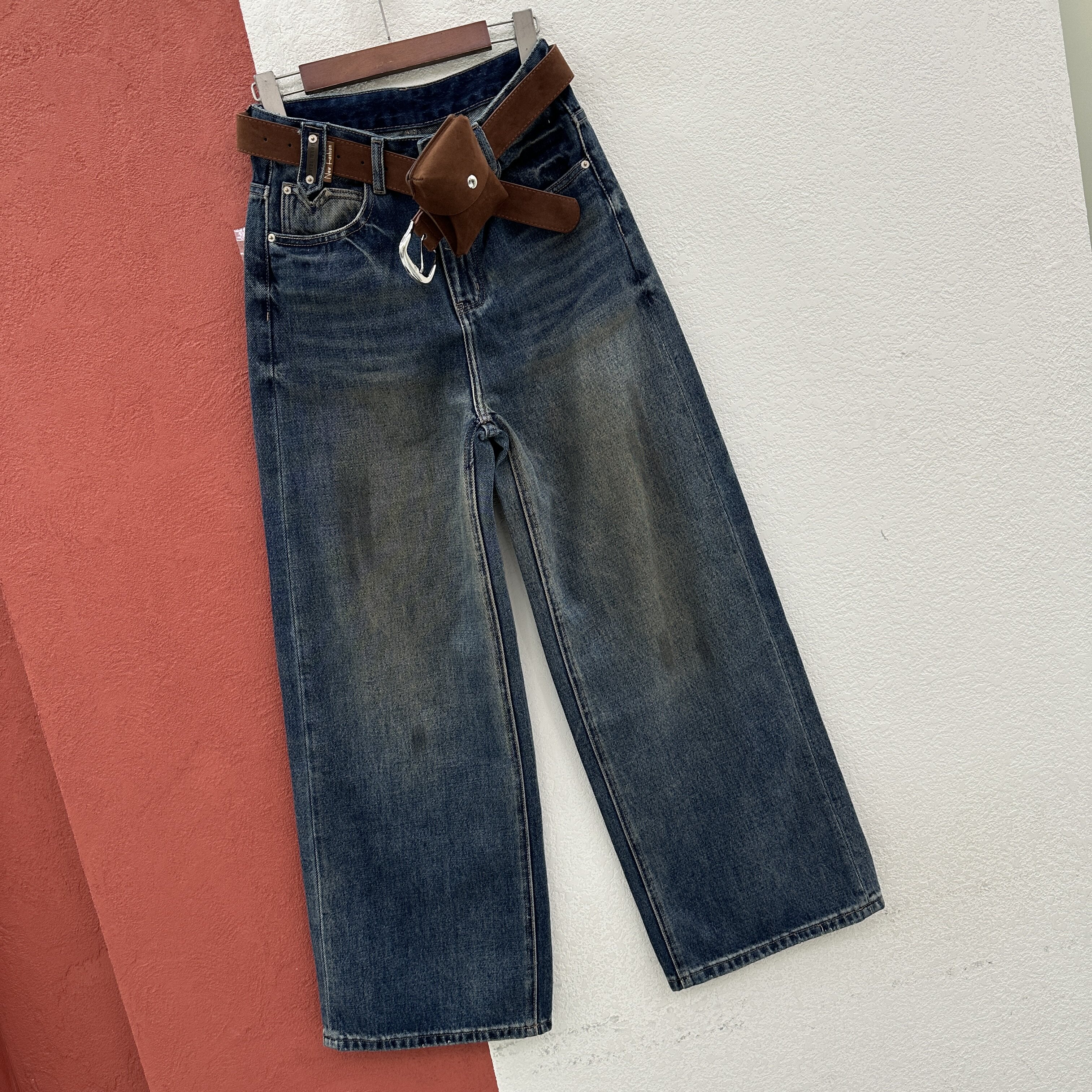 2026秋款Q FASHION JEANS酷希莱61606牛仔裤女复古腰包直筒阔腿裤