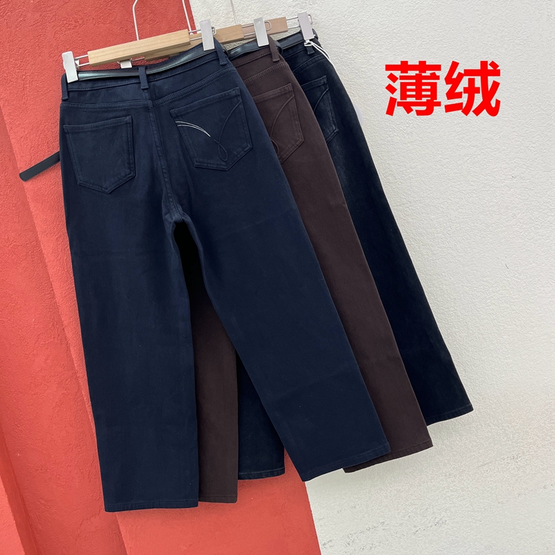 秋冬YKK JEANS易人6957 6891牛仔裤女加绒小直筒烟管裤法棍裤九分