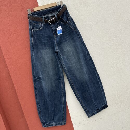 2026秋款FASHION JEANS牛仔裤女K006高腰显瘦压线弯刀裤拖地长裤