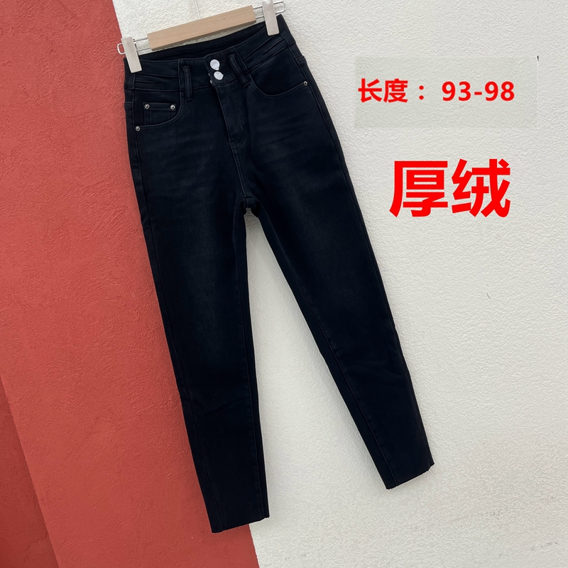 冬季A FASHION JEANS阿凡牛67770牛仔裤女厚绒毛边靴裤铅笔裤YKK