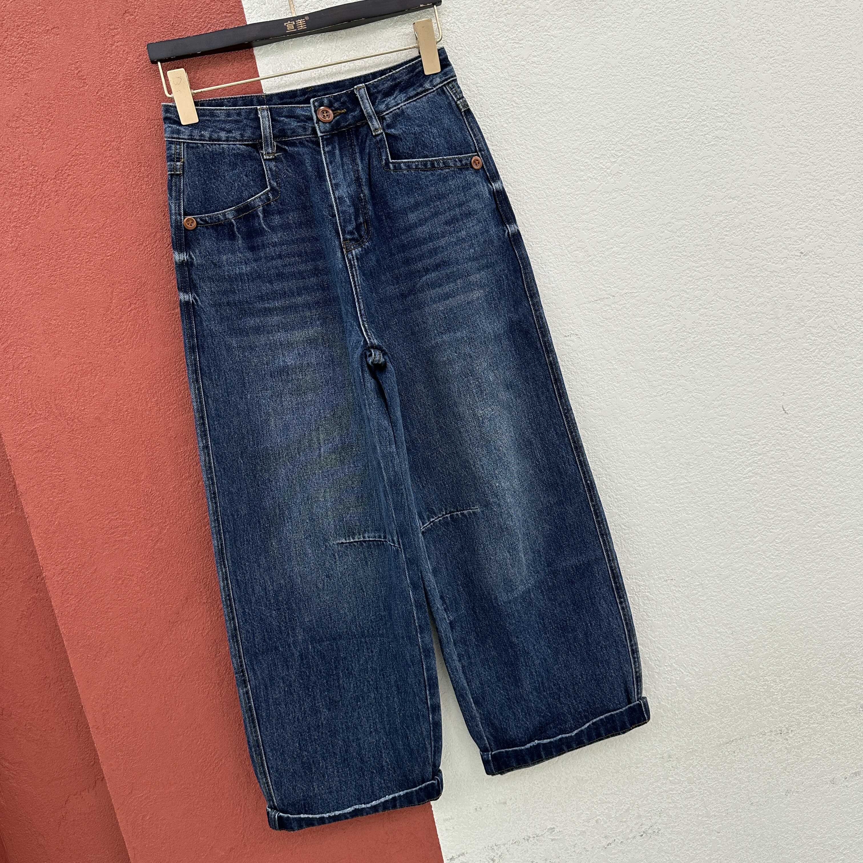 26秋款N FASHION JEANS采丫9081牛仔裤女高腰压线九分奶奶弯刀裤图片