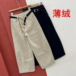 YKK 秋冬镰刀裤 JEANS韩酷莱22511欧货牛仔裤 女高腰薄绒九分弯刀裤