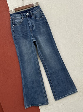 2026春季新款 JEANS港恋68031牛仔裤女蓝色高腰爱心喇叭裤拖地裤
